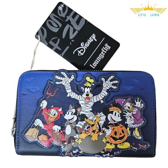 Loungefly Handbags - Loungefly Mickey and Friends Halloween Haunted House Zip Around Wallet